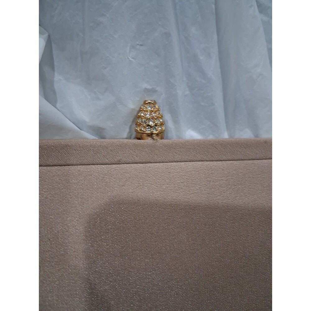 Vintage 1950's Waldman Nude Brown Clutch Purse Gold Jeweled Hardware - Picture 2 of 8
